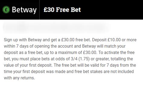 betway opening offer.
